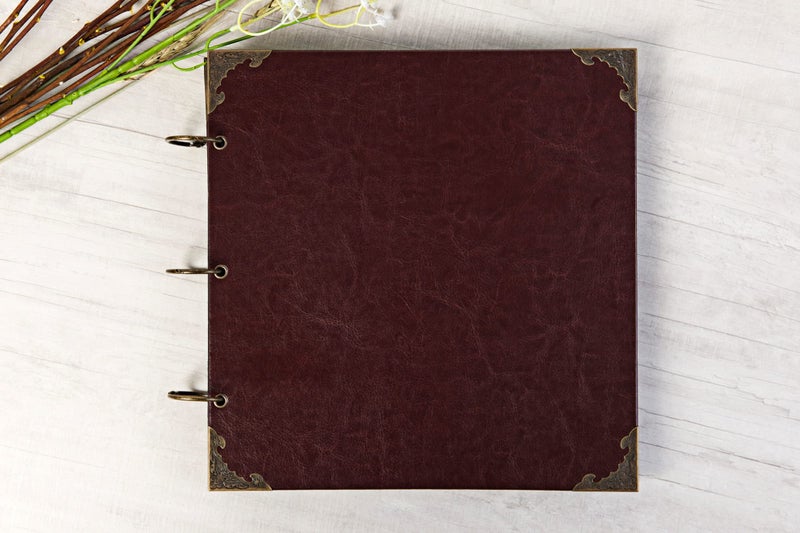 potricher 12 x 12 Inch Large Leather Hardcover 80 Pages DIY Scrapbook Photo Album Blank Craft Paper Wedding Anniversary Family Photo Scrapbook Album (Brown, 12 x 12 Inch) - Image 2